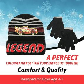 img 1 attached to Stay Warm in Style: Disney Cars Boys Winter Hat and Gloves Set, Age 4-7