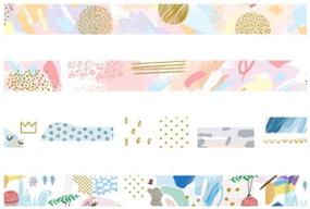 img 2 attached to ✨ YUBBAEX Gold Washi Tape IG Style Foil Masking Tape Set for Arts, Crafts & Planners - Geometric Bronzing Design - 4 Rolls x 15mm