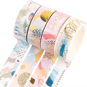 img 4 attached to ✨ YUBBAEX Gold Washi Tape IG Style Foil Masking Tape Set for Arts, Crafts & Planners - Geometric Bronzing Design - 4 Rolls x 15mm