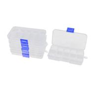 📦 коробка для хранения компонентов uxcell plastic rectangle 10 slots - прозрачно-белая (упаковка из 5 штук) для эффективной организации логотип