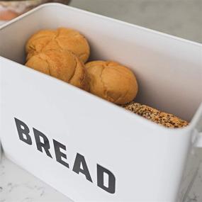 img 1 attached to 🍞 White Metal Bread Storage Container Bin for Kitchen Countertop - Extra Large Size to Keep 2+ Loaves Fresh - Ideal for Modern Farmhouse Kitchens