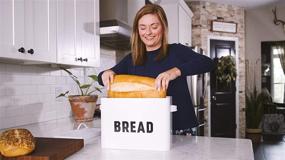 img 3 attached to 🍞 White Metal Bread Storage Container Bin for Kitchen Countertop - Extra Large Size to Keep 2+ Loaves Fresh - Ideal for Modern Farmhouse Kitchens