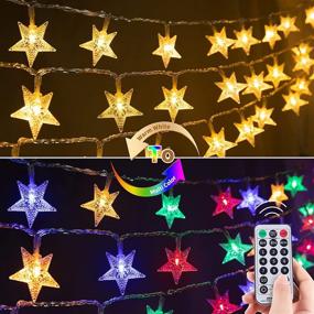 img 4 attached to 🎄 Star String Lights Plug in 33ft: 100 LED Christmas Twinkle Fairy Lights with Remote & Timer - 11 Lighting Modes for Indoor/Outdoor Bedroom, Patio, and Camping Decor