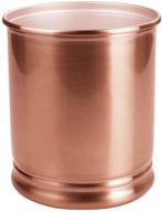 stylish round steel trash can - rose gold | mdesign wastebasket storage bin for bathroom, bedroom, powder room, kitchen, home office | holds garbage, waste, trash logo