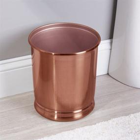 img 3 attached to Stylish Round Steel Trash Can - Rose Gold | mDesign Wastebasket Storage Bin for Bathroom, Bedroom, Powder Room, Kitchen, Home Office | Holds Garbage, Waste, Trash