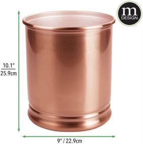 img 2 attached to Stylish Round Steel Trash Can - Rose Gold | mDesign Wastebasket Storage Bin for Bathroom, Bedroom, Powder Room, Kitchen, Home Office | Holds Garbage, Waste, Trash