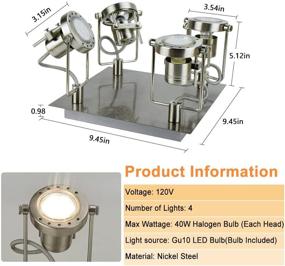 img 1 attached to Upgrade Your Space with DLLT Modern Track Lighting Kit - 4-Light Industrial Tracking Light Fixtures for Kitchen, Bedroom & More! GU10 Included - Nickel Steel