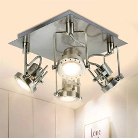 img 4 attached to Upgrade Your Space with DLLT Modern Track Lighting Kit - 4-Light Industrial Tracking Light Fixtures for Kitchen, Bedroom & More! GU10 Included - Nickel Steel