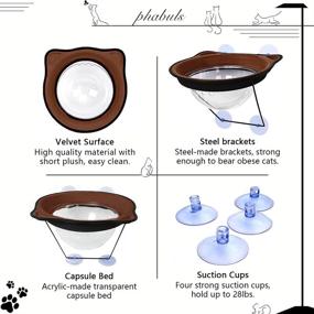 img 2 attached to 🐱 PHABULS Cat Window Bed - Space Saving Window Mounted Cat Bed for Small Indoor Cats up to 28 lb with 4 Suction Cups - Cat Hammock Window Seat