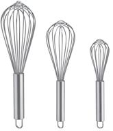 🥄 enhanced version balloon wire whisk set, 3 pack stainless steel whisk for cooking, blending, beating, and stirring, 8"+10"+12" sizes logo