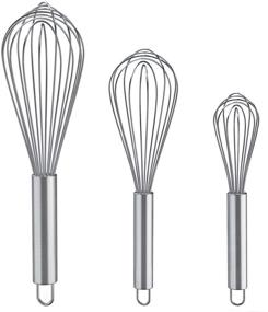 img 4 attached to 🥄 Enhanced Version Balloon Wire Whisk Set, 3 Pack Stainless Steel Whisk for Cooking, Blending, Beating, and Stirring, 8"+10"+12" Sizes