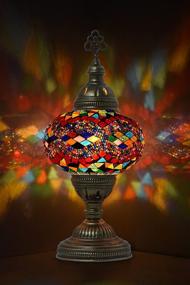 img 2 attached to 🌟 MOZAIST Turkish Lamp: Mosaic Table Lamp, Antique Moroccan Decor, Glass Bohemian Vintage Lamp Shade, Small Desk Tiffany Bedside Stained Glass Lamp with US Plug and E12 Socket