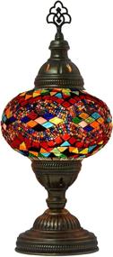 img 3 attached to 🌟 MOZAIST Turkish Lamp: Mosaic Table Lamp, Antique Moroccan Decor, Glass Bohemian Vintage Lamp Shade, Small Desk Tiffany Bedside Stained Glass Lamp with US Plug and E12 Socket