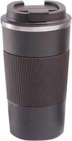 img 4 attached to 🔥 Premium 17oz Stainless Steel Travel Mug: Vacuum Insulated for Ice Drinks & Hot Beverages | Double Wall Tumbler with Spill Proof Lid | Ideal Car Thermos Gift for Men and Women (Brown)