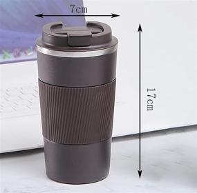 img 2 attached to 🔥 Premium 17oz Stainless Steel Travel Mug: Vacuum Insulated for Ice Drinks & Hot Beverages | Double Wall Tumbler with Spill Proof Lid | Ideal Car Thermos Gift for Men and Women (Brown)