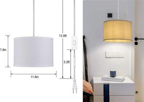 img 3 attached to 💡 HXMLS Plug-In Pendant Light: Stylish Hanging Light Lamp for Bedroom, Living Room, Dining Room, and Kitchen - includes Linen Shade, On/Off Switch, and Bulb