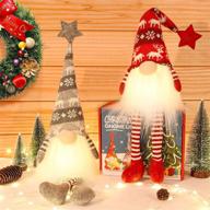 🎅 christmas gnome light swedish handmade plush gnomes - 2 pack red & grey - holiday ornaments for christmas tree, home decor & xmas gifts - 21.3 inch lucky stuffed gnomes логотип