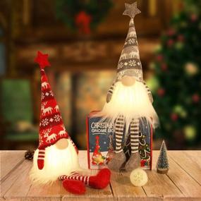 img 2 attached to 🎅 Christmas Gnome Light Swedish Handmade Plush Gnomes - 2 Pack Red & Grey - Holiday Ornaments for Christmas Tree, Home Decor & Xmas Gifts - 21.3 Inch Lucky Stuffed Gnomes