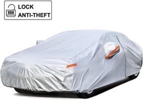 img 4 attached to 🚗 kayme Car Cover: All-Weather Waterproof Protection with Lock and Zipper Door - Sun, UV, and Rain Shield for Sedans (194-208 Inch) H4