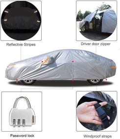 img 1 attached to 🚗 kayme Car Cover: All-Weather Waterproof Protection with Lock and Zipper Door - Sun, UV, and Rain Shield for Sedans (194-208 Inch) H4