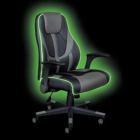 img 3 attached to 🕹️ OSP Home Furnishings LED Lit Gaming Chair, Black Faux Leather with Grey Trim and Accents - Output Mid-Back