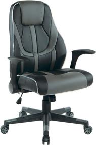 img 4 attached to 🕹️ OSP Home Furnishings LED Lit Gaming Chair, Black Faux Leather with Grey Trim and Accents - Output Mid-Back