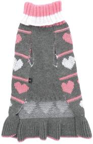 img 3 attached to 🐶 Jecikelon Pet Dog Long Sweaters Dress Knitwear Turtleneck Pullover Warm Winter Puppy Sweater Long Dresses - Grey Heart, Medium