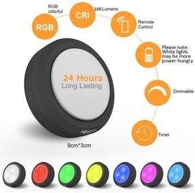 img 2 attached to 🔦 HOLKPOILOT LED Puck Lights with Remote Control - Color Changing, Battery Operated Under Cabinet Lighting - Dimmable Closet Light, Stick On Puck Lights (6 Pack)