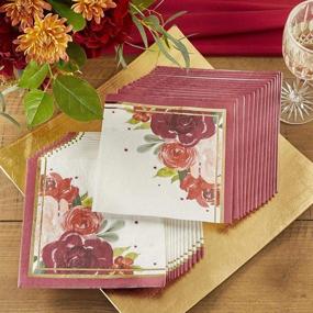 img 4 attached to 🌸 Burgundy Blush Floral Kate Aspen Napkins - 2 Ply, Set of 30, One Size