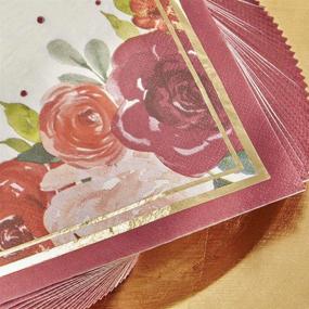 img 2 attached to 🌸 Burgundy Blush Floral Kate Aspen Napkins - 2 Ply, Set of 30, One Size