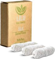 🦷 zero waste eco-friendly organic silk dental floss - refill pack with tea tree and peppermint oils - 3 x 100ft naturally waxed for effective oral care logo