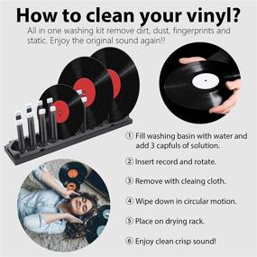 img 1 attached to Complete Vinyl Record Cleaning System with Spin Kit, Fluid, Drying Rack, Brushes, and Microfiber Cloths for 7", 10", and 12" Vinyl Discs