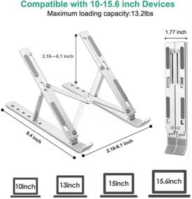 img 1 attached to 📱 Silver Aluminum Ergonomic Laptop Stand, Adjustable 6 Angles, Portable Computer Elevator Holder for MacBook, HP, Lenovo, DELL, Sony, iPad - Ideal for 10-16 Inch Laptops