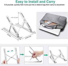 img 2 attached to 📱 Silver Aluminum Ergonomic Laptop Stand, Adjustable 6 Angles, Portable Computer Elevator Holder for MacBook, HP, Lenovo, DELL, Sony, iPad - Ideal for 10-16 Inch Laptops