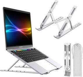 img 4 attached to 📱 Silver Aluminum Ergonomic Laptop Stand, Adjustable 6 Angles, Portable Computer Elevator Holder for MacBook, HP, Lenovo, DELL, Sony, iPad - Ideal for 10-16 Inch Laptops
