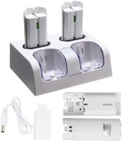 img 4 attached to 🎮 CICMOD Wii Remote Controller Charging Station with 4 Rechargeable 2800mAh Batteries - White