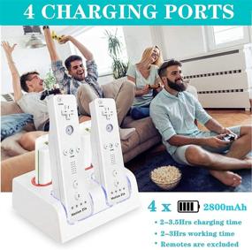 img 2 attached to 🎮 CICMOD Wii Remote Controller Charging Station with 4 Rechargeable 2800mAh Batteries - White