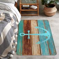 🌊 uphome vintage nautical anchor flannel foam throw rug - 28'' x 47'' soft non-slip machine-washable area rug - rustic turquoise and brown floor carpet for living room bedroom logo