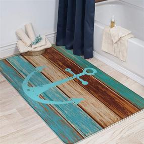 img 3 attached to 🌊 Uphome Vintage Nautical Anchor Flannel Foam Throw Rug - 28'' x 47'' Soft Non-Slip Machine-Washable Area Rug - Rustic Turquoise and Brown Floor Carpet for Living Room Bedroom
