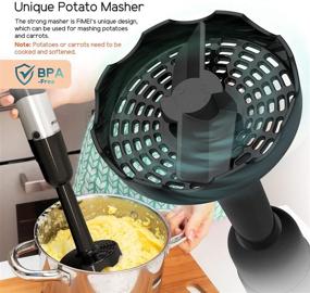 img 3 attached to 🔪 Versatile FIMEI Hand Blender [360-degree Installation], 5-in-1 Immersion Blender with Whisk, 500ml Food Chopper, 700ml Beaker, Masher, Stepless Speed and Turbo Setting