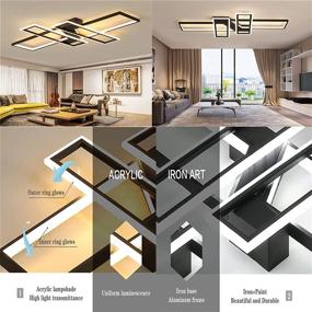 img 3 attached to 🔆 FBFC Modern LED Ceiling Lights Fixture: Black Dimmable Chandelier for Diningroom & Living Room - Remote Control, Rectangular Design (35.4in)