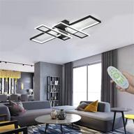 🔆 fbfc modern led ceiling lights fixture: black dimmable chandelier for diningroom & living room - remote control, rectangular design (35.4in) logo