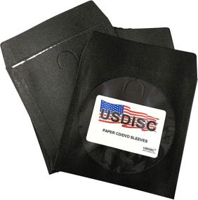 img 1 attached to 💿 USDISC 100g Window Paper Sleeves with Flap, Black - Pack of 100 - Durable and Stylish CD/DVD Protection