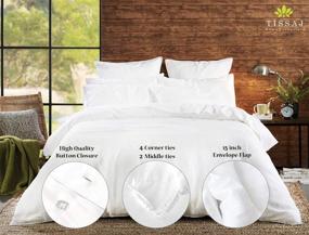 img 2 attached to 🛏️ Luxury Collection - Queen Size Duvet Cover in Ultra White - 500-Thread-Count Organic Cotton - 100% GOTS Certified Extra Long Staple - Soft Sateen Weave Finish - Ideal for Bedding - Full & Queen Size