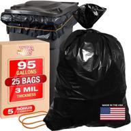 industrial-grade 3 mil contractor bags - 95 gallon heavy duty black liner for trash, storage, yard waste | tougher goods (25-pack) logo