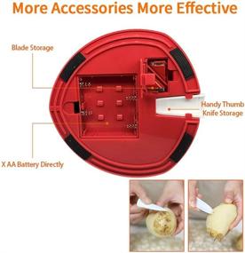 img 1 attached to 🥔 Efficient Electric Potato Peeler + 18 Replacement Blades: COWSTOOK Automatic Apple Rotato for Fruits and Vegetables (Red)