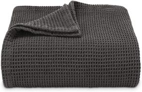 img 4 attached to 🛋️ Vera Wang Waffle Weave Collection: Soft and Cozy Plush Blanket for Sofa Couch or Bedroom, 100% Cotton, Modern Stylish Home Décor, King Size, Charcoal