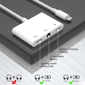 img 2 attached to 🔌 3-в-1 зарядное устройство и переходник для наушников для iPhone 13/12/11/X/8/8 Plus/7/7 Plus/iPad, поддержка быстрой зарядки - белый