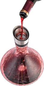 img 1 attached to YouYah Wine Decanter Set - Red Wine Carafe with Built-in Aerator - Wine Aerator - 🍷 Christmas Wine Gifts - Stainless Steel Pourer Lid - Filter - 100% Hand Blown Lead-free Crystal Glass