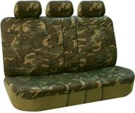 🌲 fh group camouflage split bench seat cover: dark camo design for trucks, suvs, and vans - universal fit logo